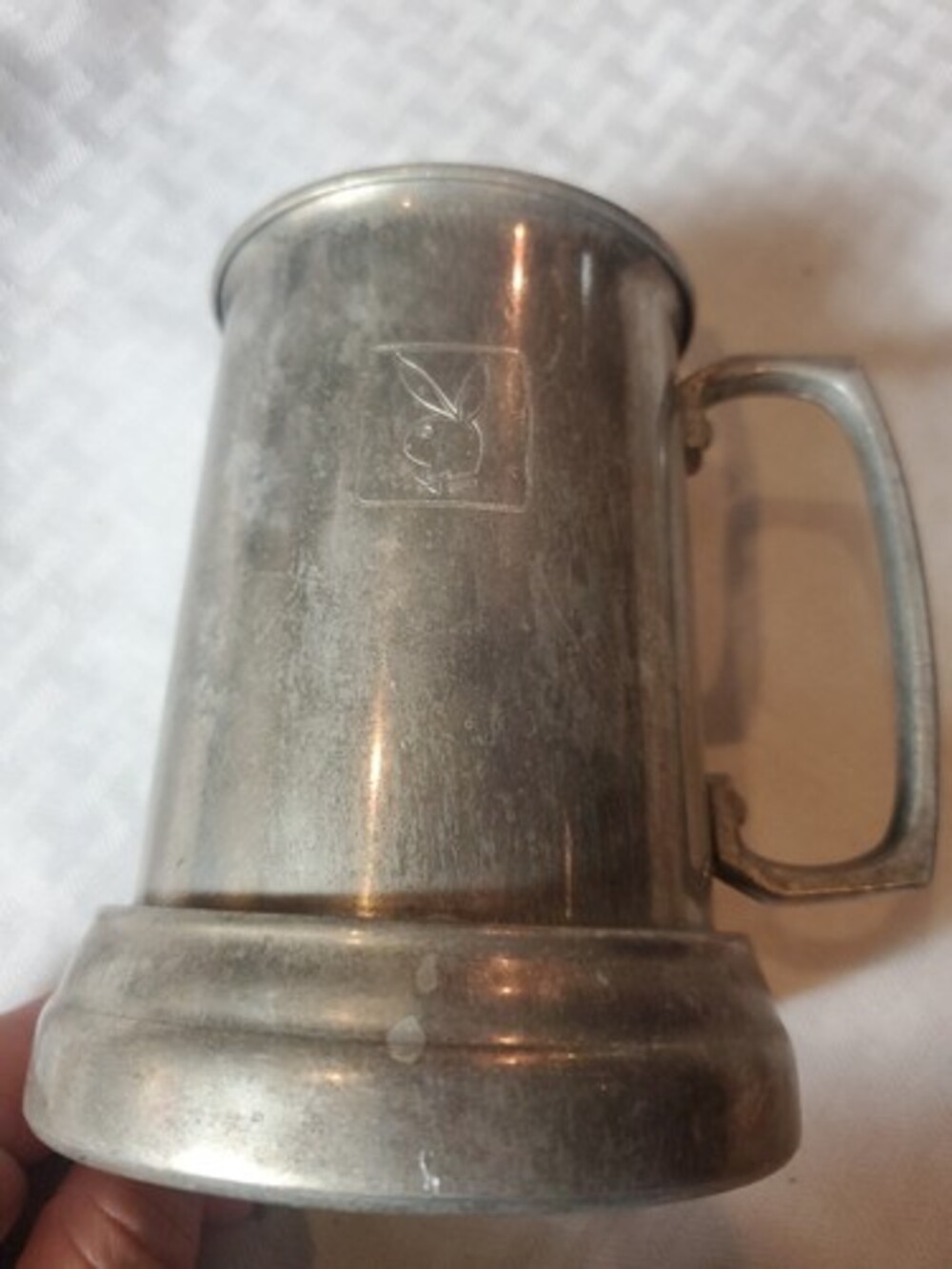 Rare Vintage Playboy Bunny Aluminum BEER STEIN with Clear Bottom